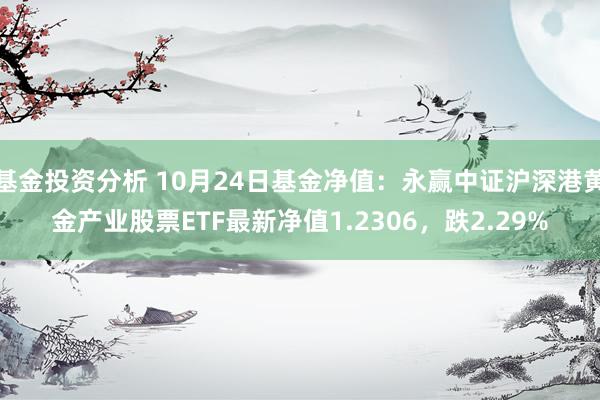 基金投资分析 10月24日基金净值：永赢中证沪深港黄金产业股票ETF最新净值1.2306，跌2.29%