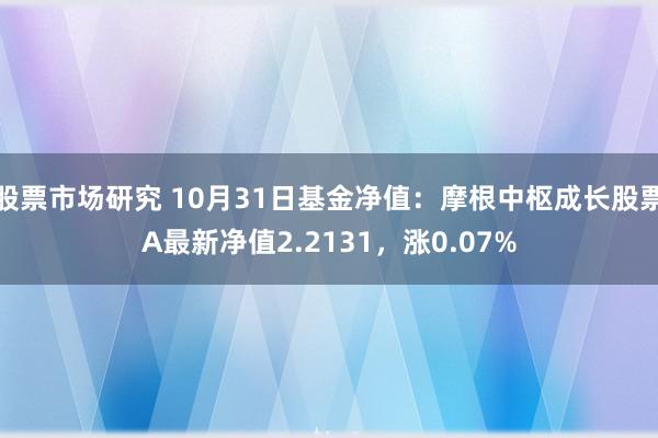 股票市场研究 10月31日基金净值：摩根中枢成长股票A最新净值2.2131，涨0.07%