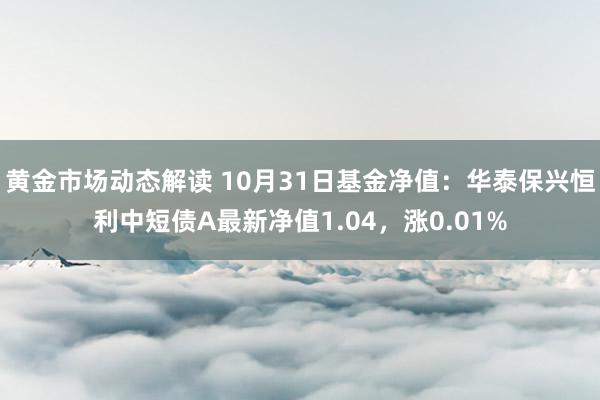 黄金市场动态解读 10月31日基金净值：华泰保兴恒利中短债A最新净值1.04，涨0.01%