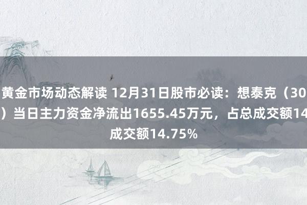 黄金市场动态解读 12月31日股市必读：想泰克（301568）当日主力资金净流出1655.45万元，占总成交额14.75%