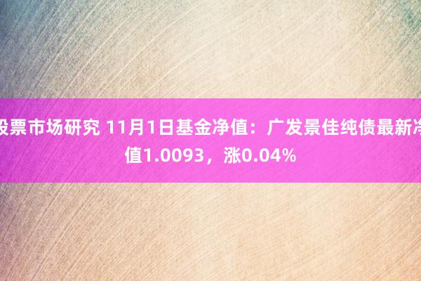 股票市场研究 11月1日基金净值：广发景佳纯债最新净值1.0093，涨0.04%