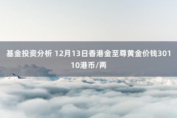 基金投资分析 12月13日香港金至尊黄金价钱30110港币/两