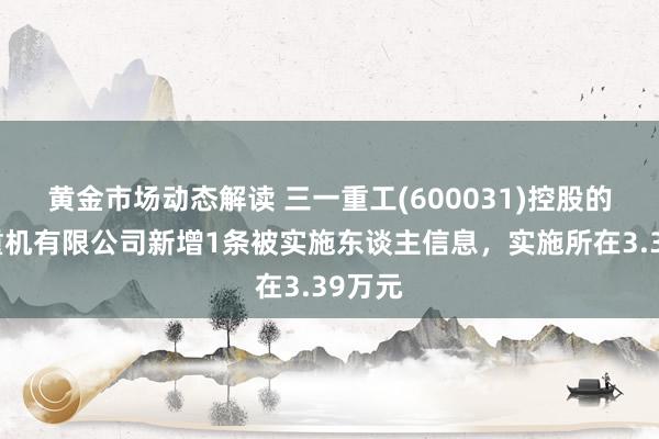 黄金市场动态解读 三一重工(600031)控股的三一重机有限公司新增1条被实施东谈主信息，实施所在3.39万元