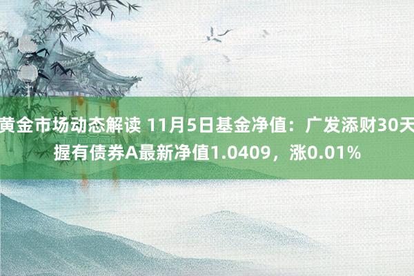 黄金市场动态解读 11月5日基金净值：广发添财30天握有债券A最新净值1.0409，涨0.01%