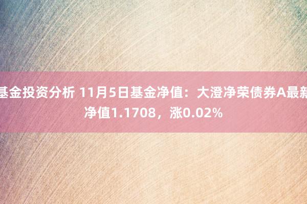 基金投资分析 11月5日基金净值：大澄净荣债券A最新净值1.1708，涨0.02%