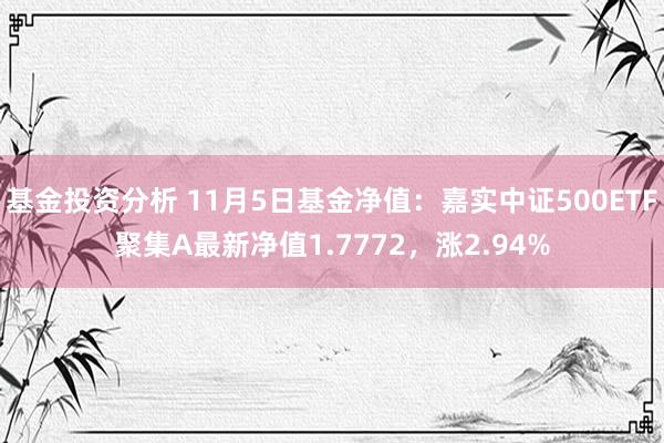 基金投资分析 11月5日基金净值：嘉实中证500ETF聚集A最新净值1.7772，涨2.94%