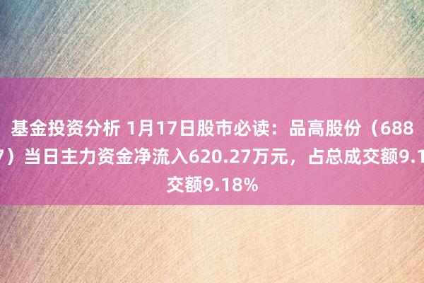 基金投资分析 1月17日股市必读：品高股份（688227）当日主力资金净流入620.27万元，占总成交额9.18%