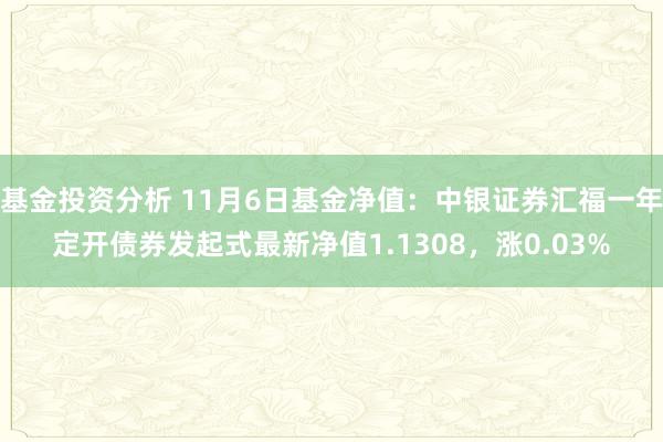 基金投资分析 11月6日基金净值：中银证券汇福一年定开债券发起式最新净值1.1308，涨0.03%