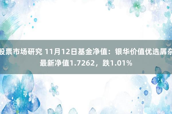 股票市场研究 11月12日基金净值：银华价值优选羼杂最新净值1.7262，跌1.01%