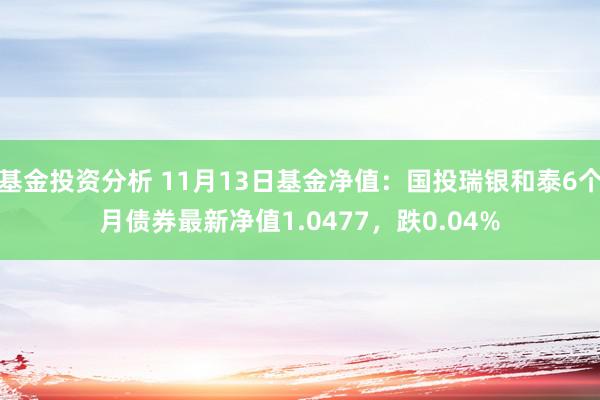 基金投资分析 11月13日基金净值：国投瑞银和泰6个月债券最新净值1.0477，跌0.04%