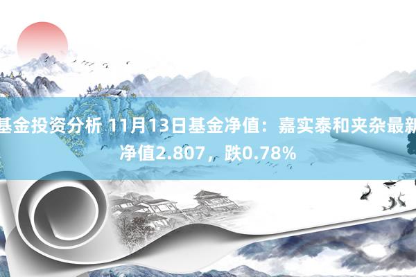 基金投资分析 11月13日基金净值：嘉实泰和夹杂最新净值2.807，跌0.78%