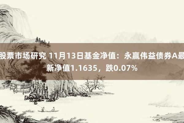 股票市场研究 11月13日基金净值：永赢伟益债券A最新净值1.1635，跌0.07%