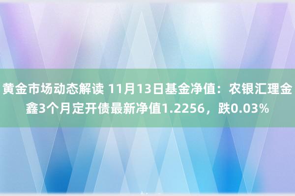 黄金市场动态解读 11月13日基金净值：农银汇理金鑫3个月定开债最新净值1.2256，跌0.03%