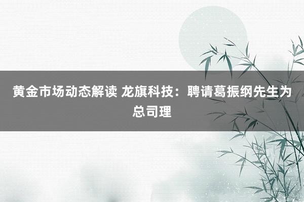 黄金市场动态解读 龙旗科技：聘请葛振纲先生为总司理