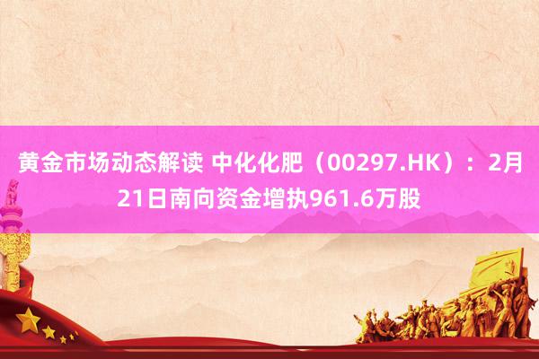 黄金市场动态解读 中化化肥（00297.HK）：2月21日南向资金增执961.6万股