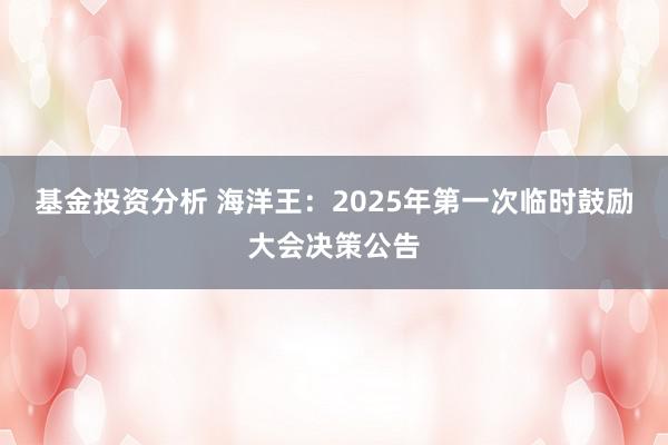 基金投资分析 海洋王：2025年第一次临时鼓励大会决策公告