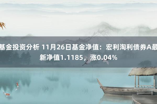 基金投资分析 11月26日基金净值：宏利淘利债券A最新净值1.1185，涨0.04%