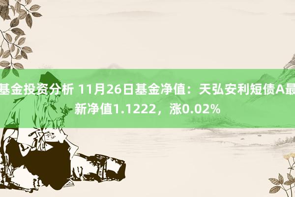 基金投资分析 11月26日基金净值：天弘安利短债A最新净值1.1222，涨0.02%