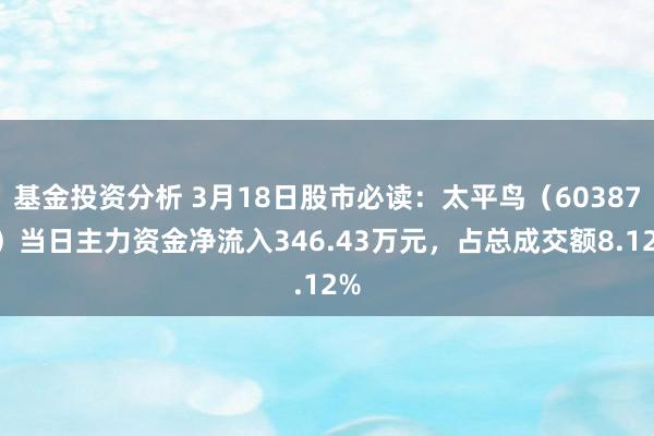 基金投资分析 3月18日股市必读：太平鸟（603877）当日主力资金净流入346.43万元，占总成交额8.12%