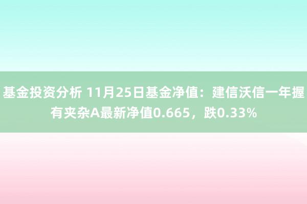 基金投资分析 11月25日基金净值：建信沃信一年握有夹杂A最新净值0.665，跌0.33%